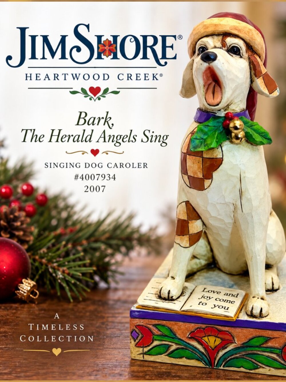 Jim Shore Bark The Herald Angels Sing Dog Caroler Christmas Figurine 4007934**
